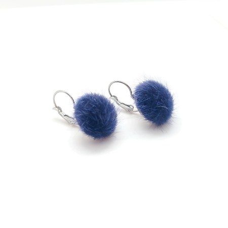 Earrings silver steel fur blue